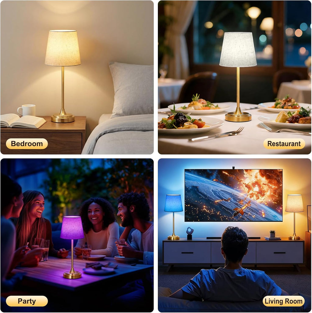 Wowag Cordless Table Lamp Rechargeable,5000mAh Battery Operated Desk Lamp,3 Colors & 7 RGB Stepless Dimmable, Touch Control Ambient Light…