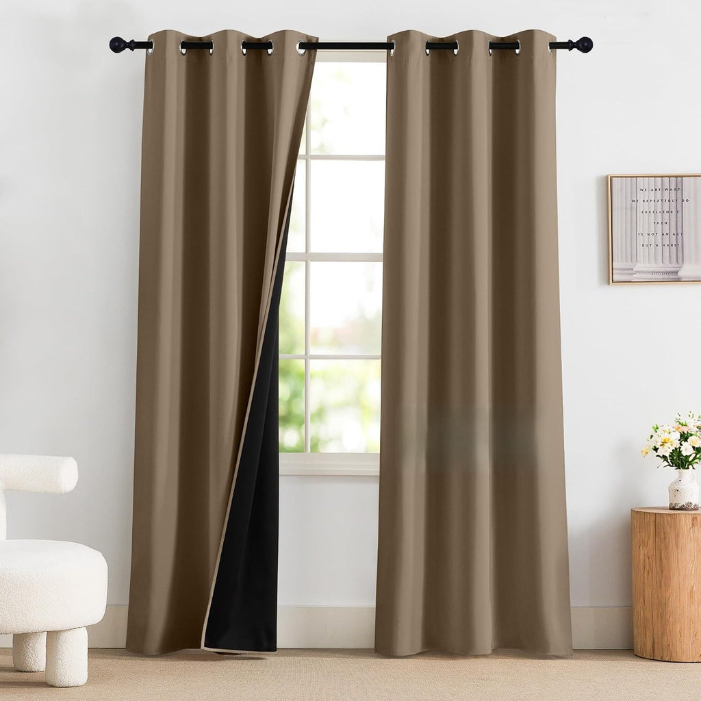 NICETOWN 100% Blackout Curtains for Bedroom 84 inch Long Thermal Insulated Blackout Curtains for Living Room, Energy Saving Grommet…