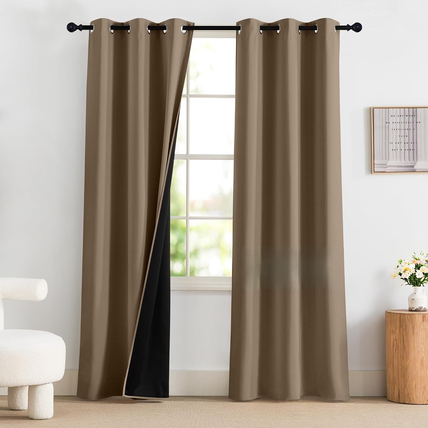 NICETOWN 100% Blackout Curtains for Bedroom 84 inch Long Thermal Insulated Blackout Curtains for Living Room, Energy Saving Grommet…