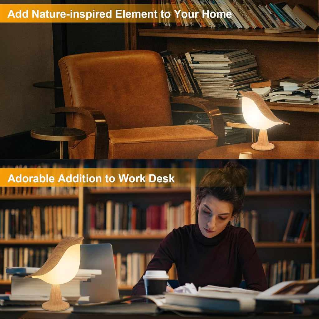 Deogos Small Desk Lamp, Cute Bird Light Cordless Lamp with 3 Color Temperature and Touch Sensor, Kids Night Light with Rechargeable…