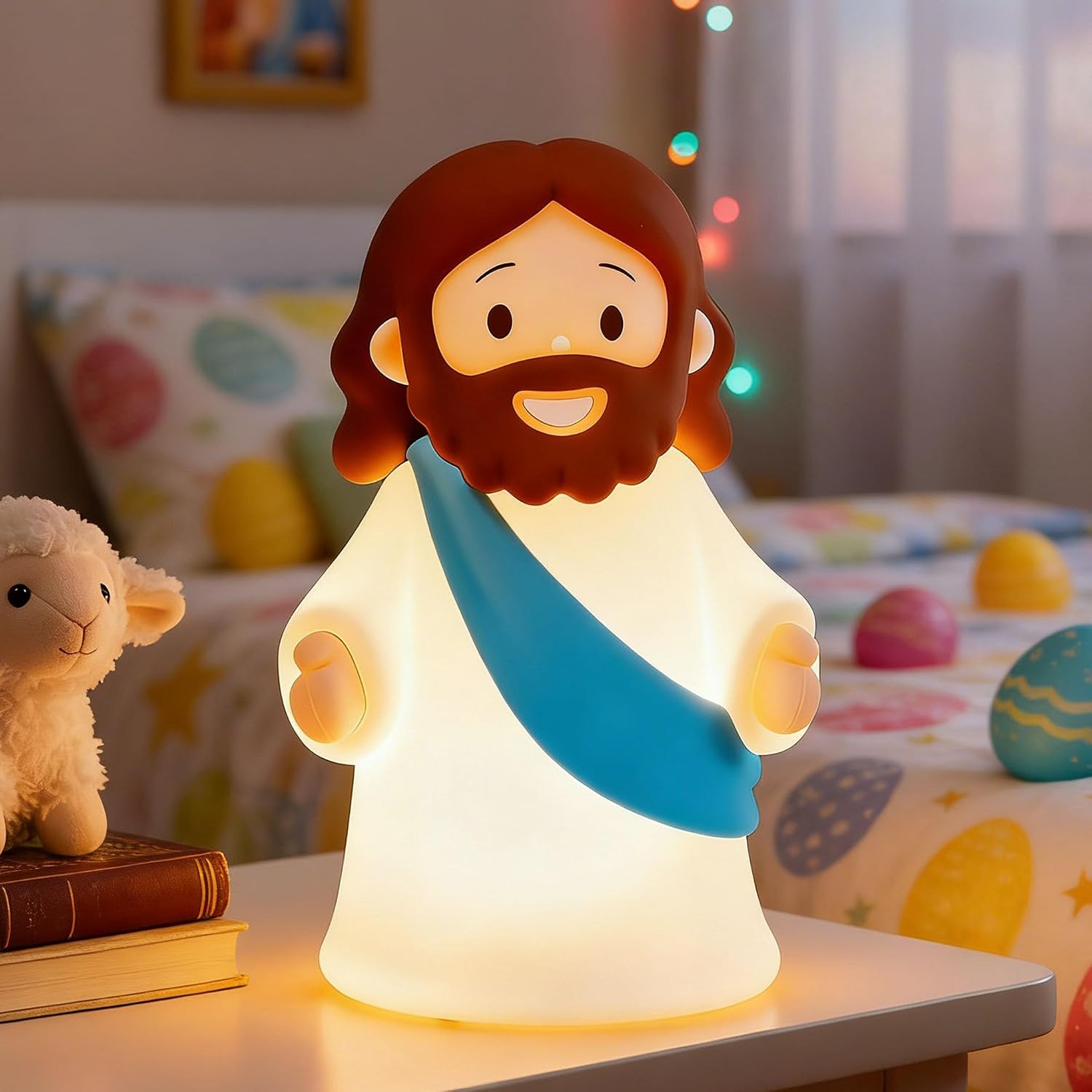 Jesus Night Light Rechargeable Bedside Night Light Dimmable Silicone LED Light Ideal for Religious Gatherings, Gifts for Sunday School…