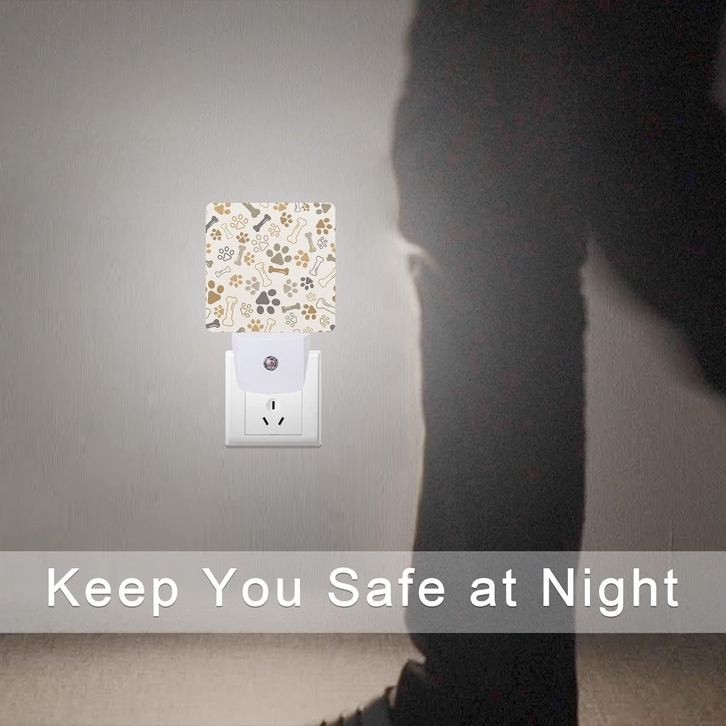 Dog Cat Paw Print Bones Night Light Plug-in LED Nightlights Auto Sensor Night Lamp Dusk-to-Dawn Lamp Home Decor for Nursery Children…