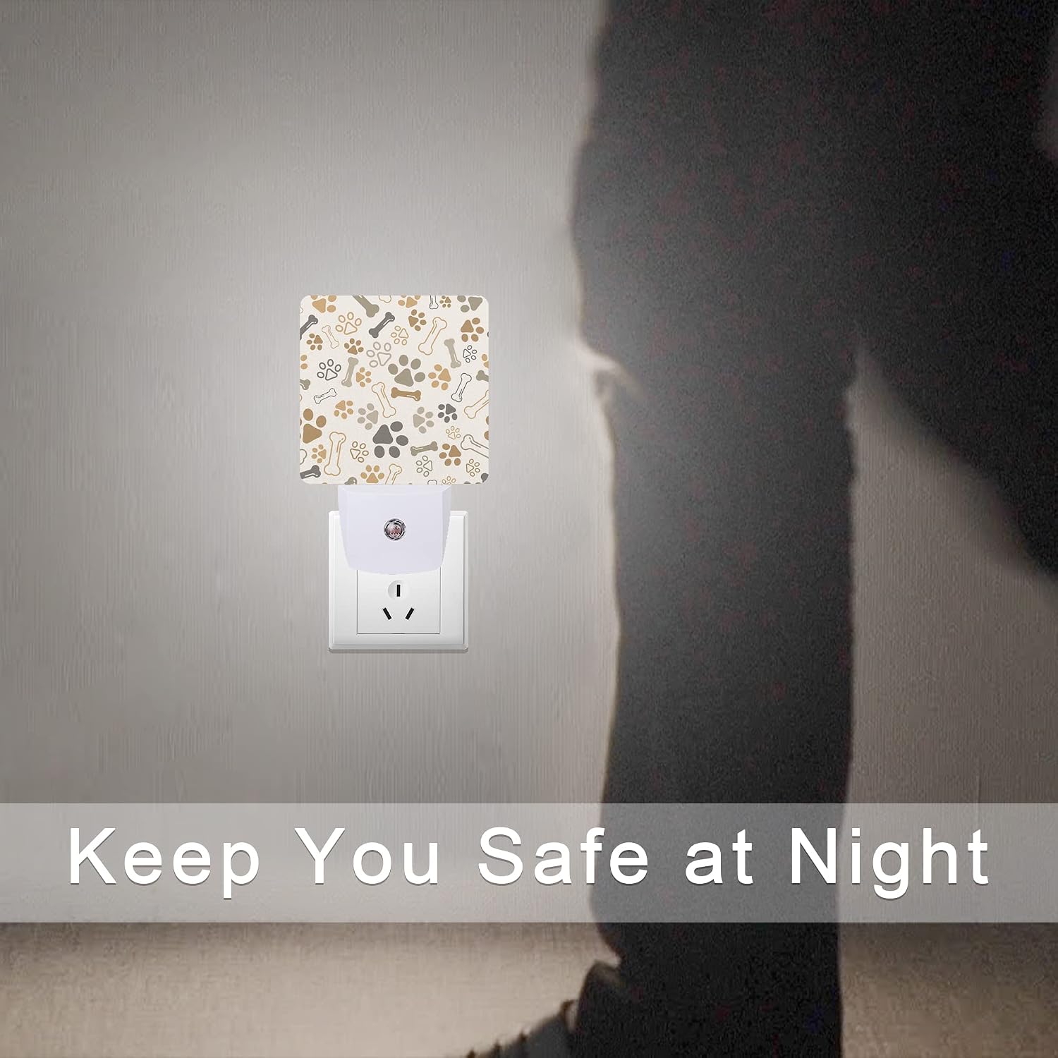 Dog Cat Paw Print Bones Night Light Plug-in LED Nightlights Auto Sensor Night Lamp Dusk-to-Dawn Lamp Home Decor for Nursery Children…