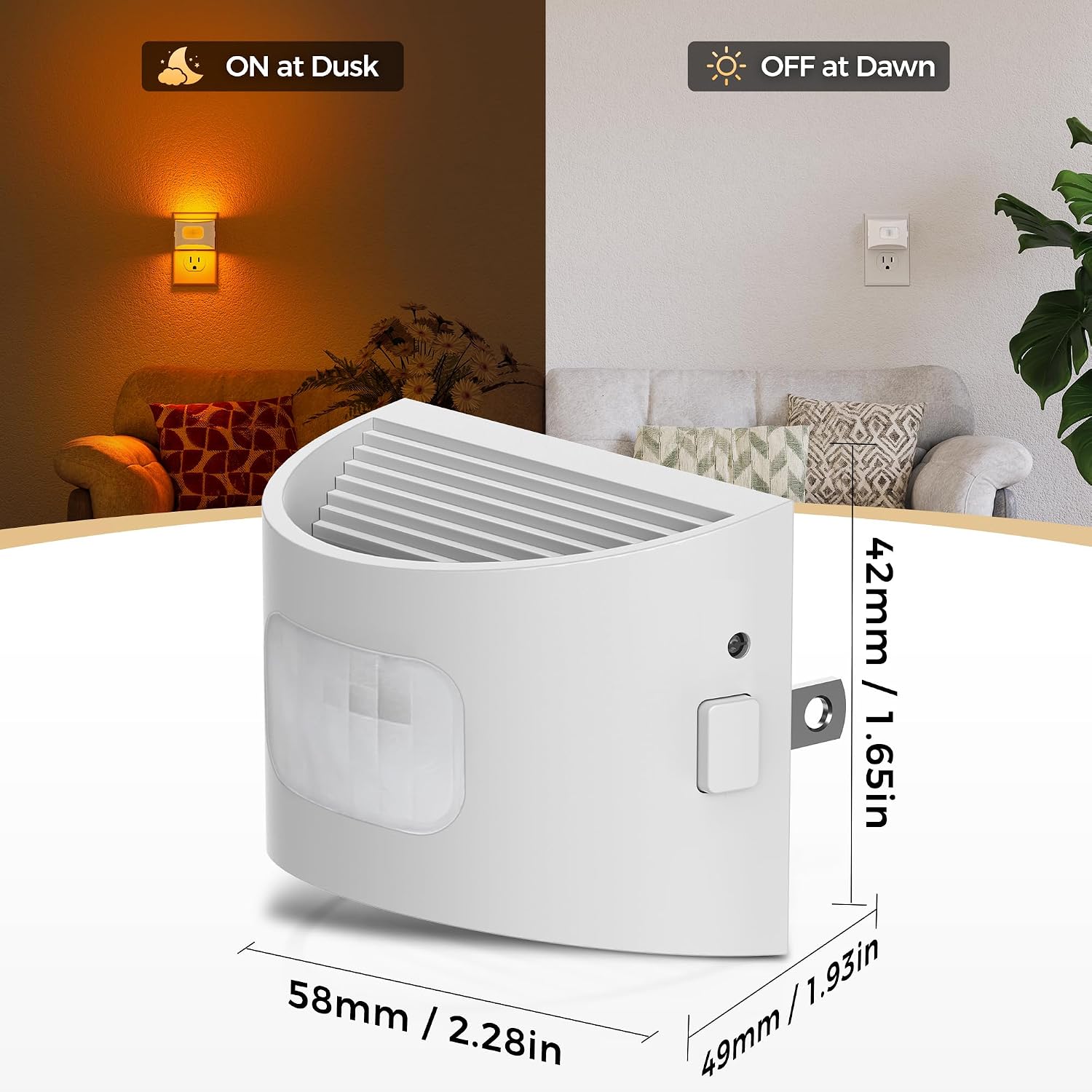 DORESshop LED Night Light[2 Pack], Night Lights Plug into Wall, Dimmable Plug in Night Light with Motion Sensor, Dusk to Dawn Sensor…