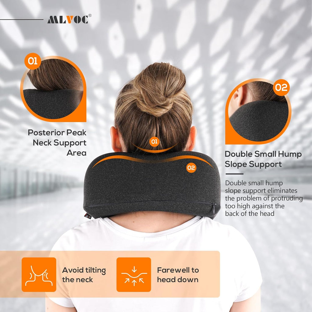 ProfessionalMemoryFoamProductsManufacturers MLVOC Neck Pillow for Traveling, Upgraded 100% Pure Memory Foam Travel Neck Pillow for Airplane…