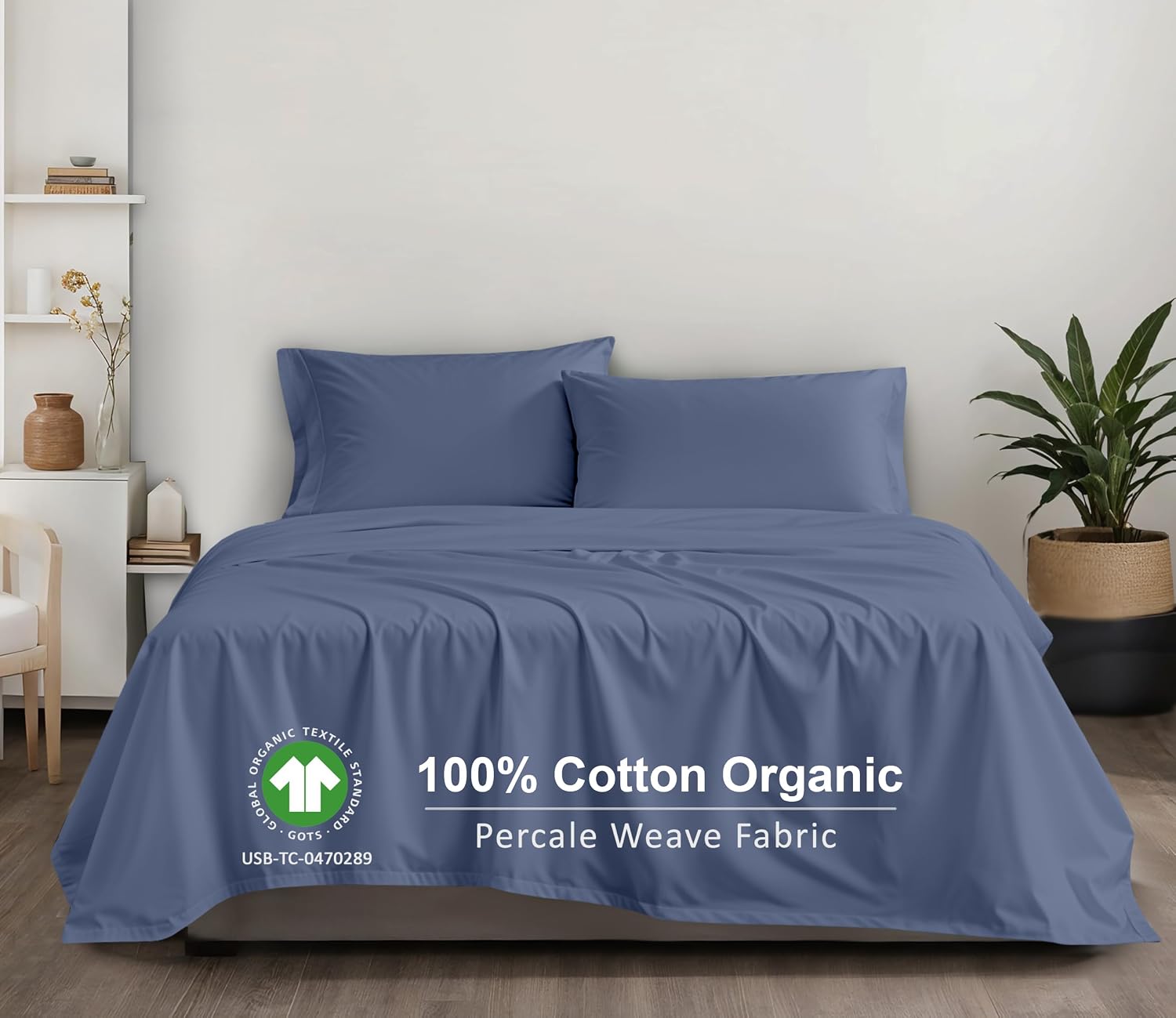 Ruvanti 100% Cotton Organic Percale Sheets Queen Size – Crisp Cooling Bed Sheets for Hot Sleepers, Deep Pocket 15”, Soft Peach Finish, Brea…