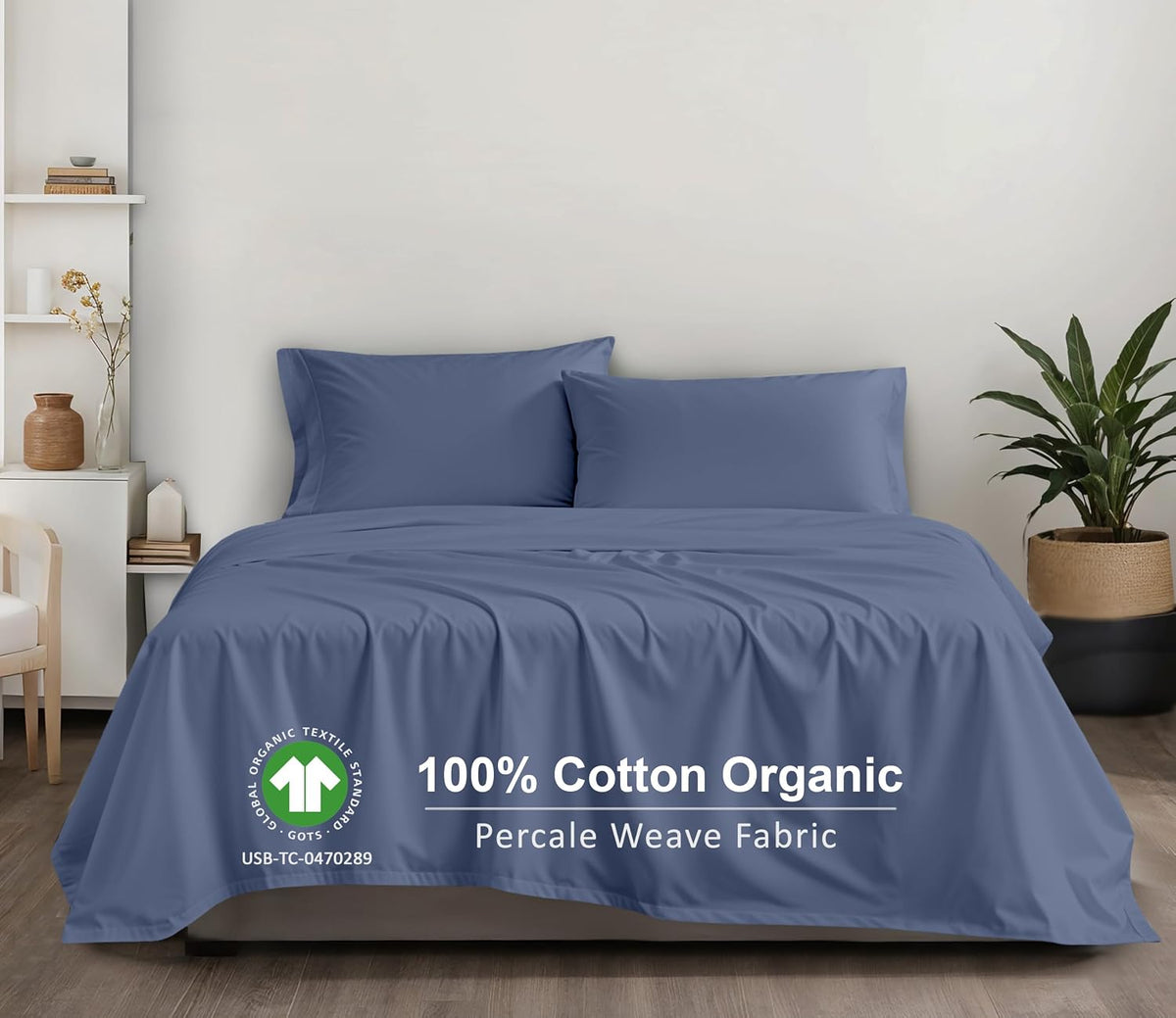 Ruvanti 100% Cotton Organic Percale Sheets King Size – Crisp Cooling Bed Sheets for Hot Sleepers, Deep Pocket 15”, Soft Peach Finish, Breat…