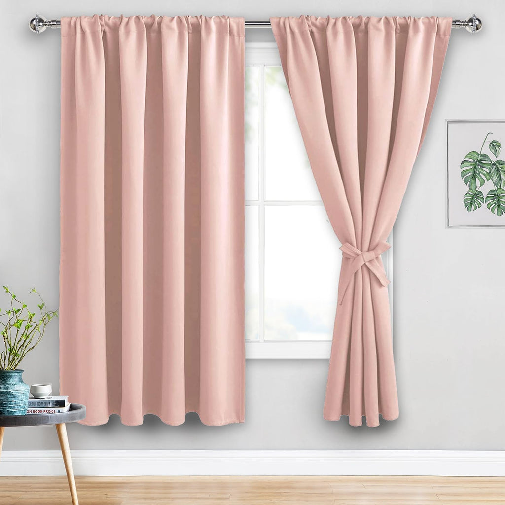Jiuzhen Blackout Curtains for Bedroom - 60 Inch Wide Thermal Insulated Room Darkening Privacy Soundproof Curtains for Living Room, Set of 2…