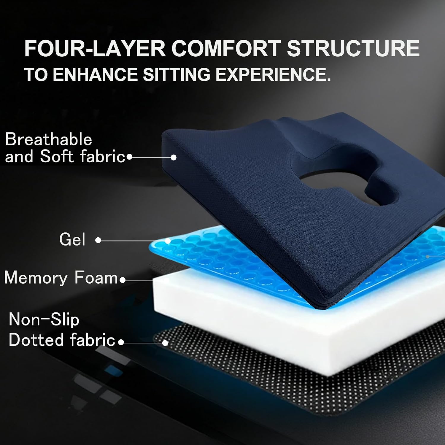 Rivquvi Gel Wheelchair Seat Cushion, Bed Sore Cushions for Butt, hemorrhoid pillow for Chair, Pressure Sore cushion, Memory Foam Butt Pi…