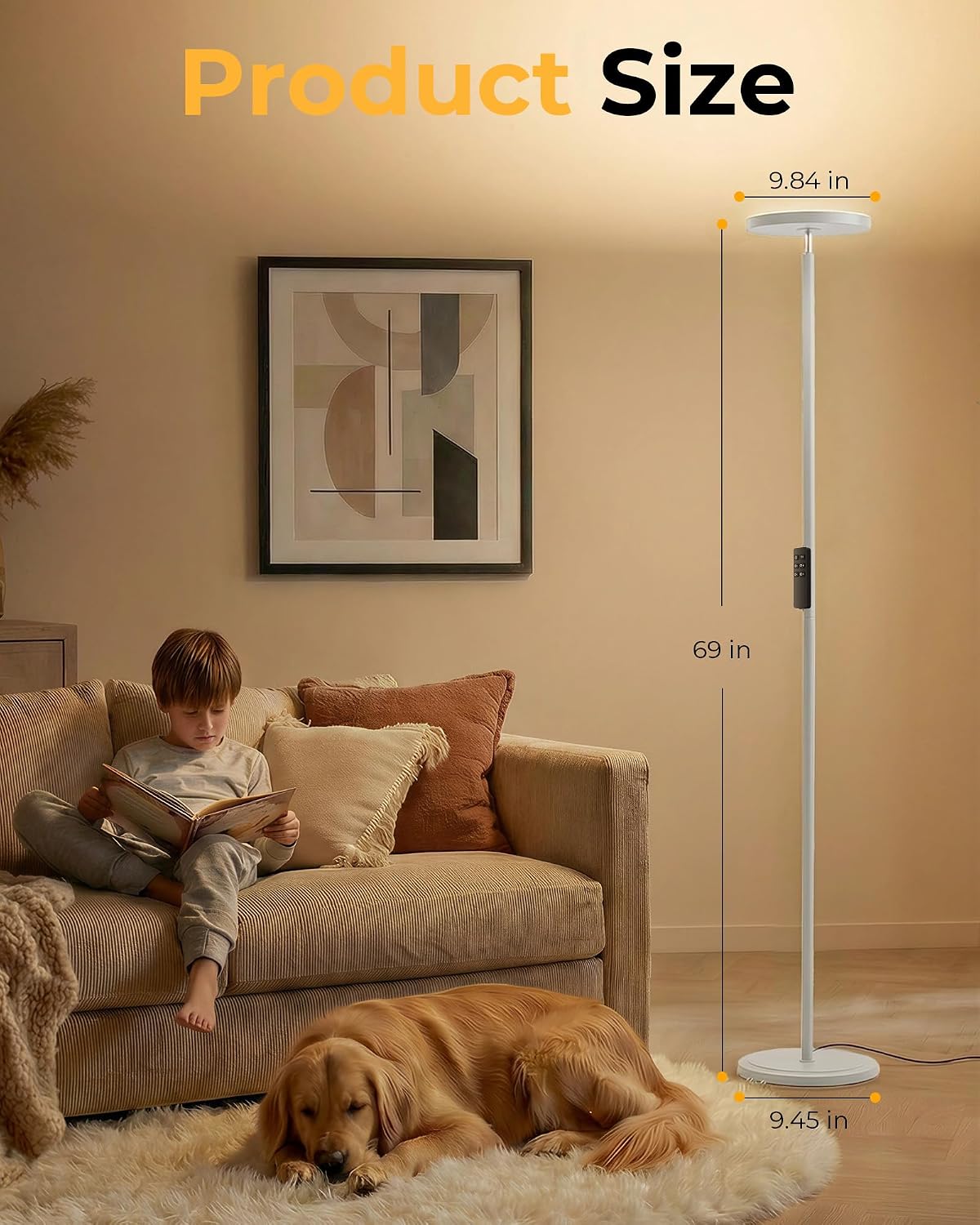 LED Floor Lamps, 2800Lm Standing Lamp Remote & Foot Switch with 1H Timer, 2700-6500K Stepless Dimmable Modern Pole Light for Bedroom…