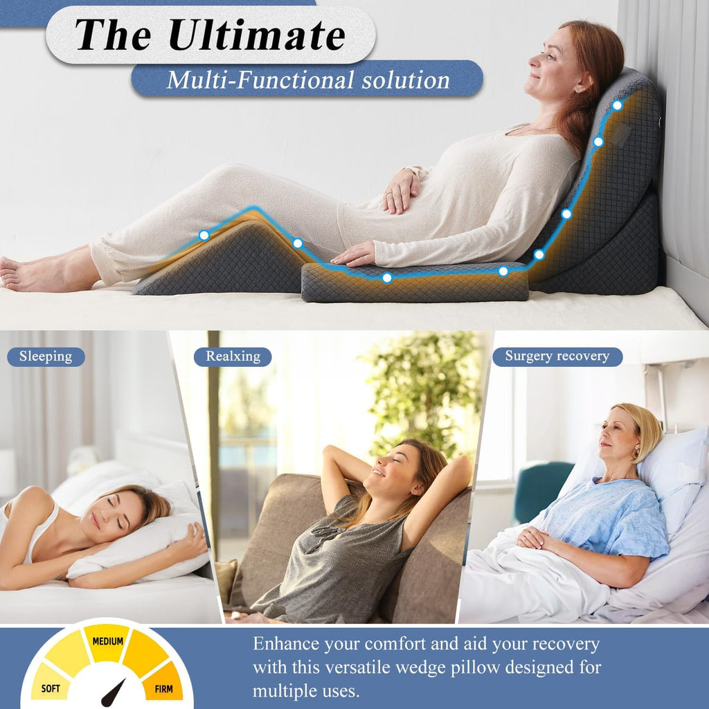 Axelrod 4PCS Orthopedic Bed Wedge Pillow Set, Post Surgery Foam for Back, Neck and Leg Comfortable & Adjustable Pillows- Anti Snoring, Hear…