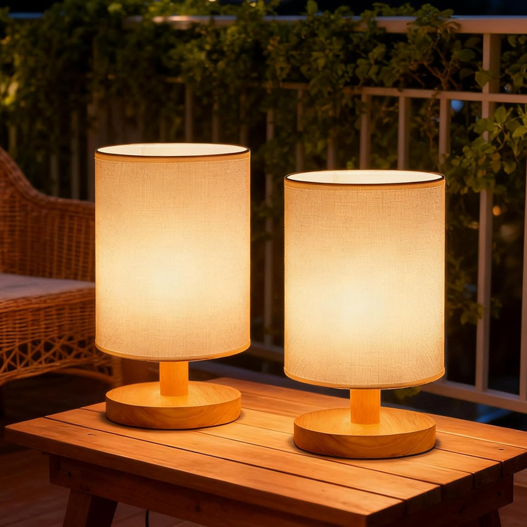 Table Lamp Set of 2, Bedside Lamp Nightstand Lamp, 3000K Warm Light Desk Lamp, USB Powered LED Reading Lamp, Boho Vintage Small Lamp for…