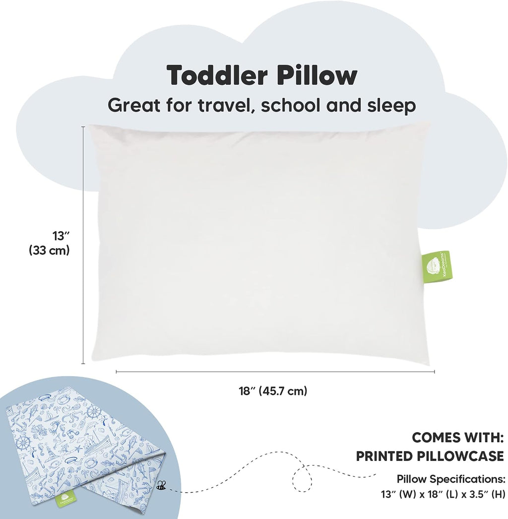 Toddler Pillow with Pillowcase - 13x18 My Little Dreamy Kids Travel Bed Pillows for Sleeping, Organic Cotton Small Pillowcase, Soft &…