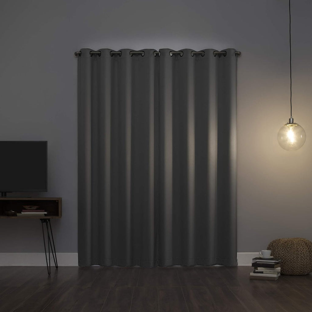 Sun Zero Nordic Theater Grade Extreme 100% Blackout Grommet Curtain Single Panel, 52" x 54", Silver Gray