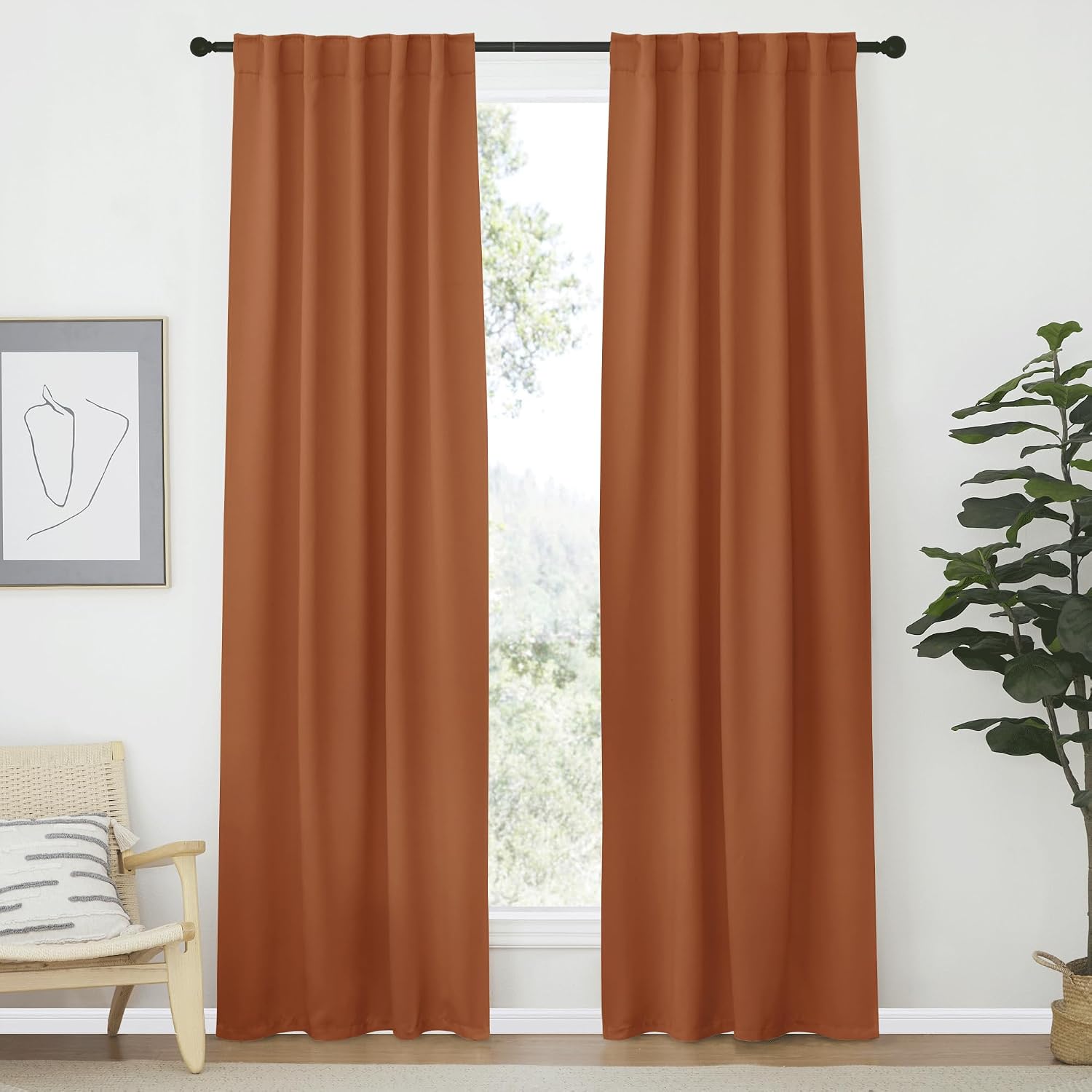 Nicetown Living Room Darkening Curtains - (Burnt Orange Color) W42 x L70, Set of 2, Home Decor Room Darkening Thermal Insulated Drapery Pan…