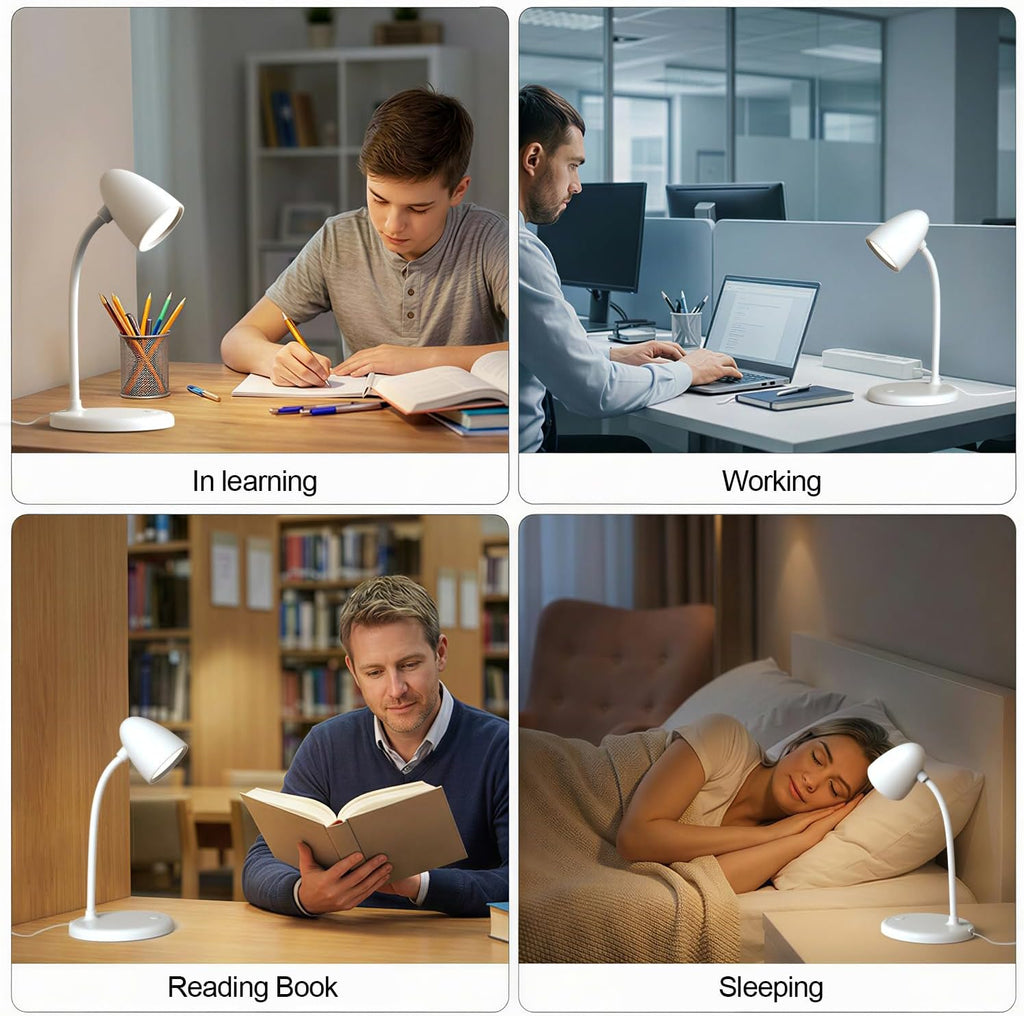 LED Desk Lamp for Home Office,3 Light Colors, Table Lamp, Dimmable Reading Light for Bedside Small Desk Lamp for College Dorm Room, Bedroom…