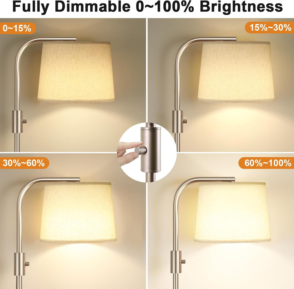 Ambimall Fully Dimmable Floor Lamp with 9W LED Bulb, Standing Lamp for Living Room with Adjustable Head, Modern Tall Light with Rotary…