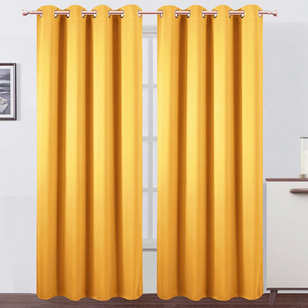 Lemomo Blackout Curtains 52 x 120 Inch Long Yellow Curtains Set of 2 Panels Room Darkening Curtains for Bedroom and Living Room 120 Inch si…