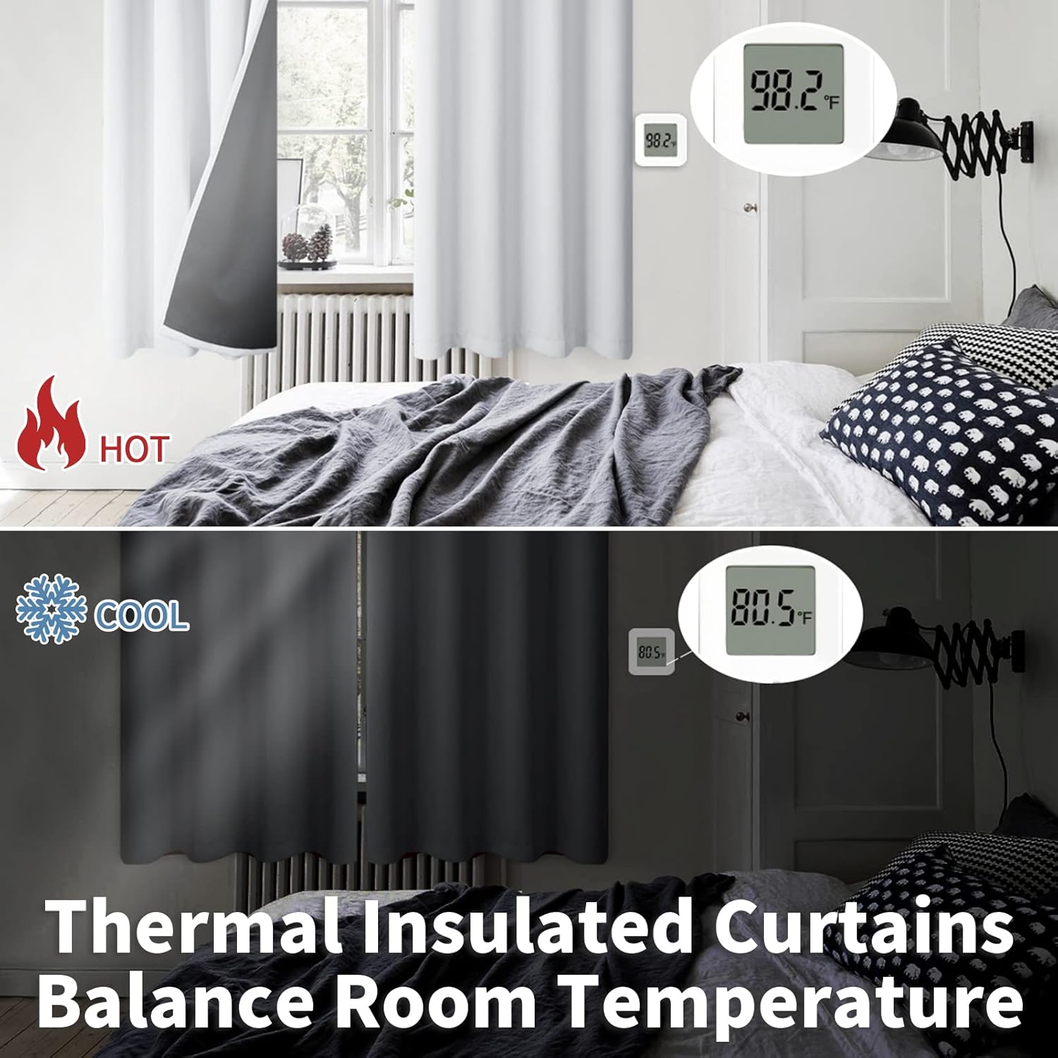 BGment Greyish White 100% Blackout Curtains for Living Room 90 Inch Length 2 Panels, Thermal Insulated Full Light Blocking Energy Save Wind…
