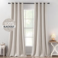 Miulee 100% Blackout Linen Textured Curtains for Bedroom Solid Thermal Insulated Ivory Grommet Room Darkening Curtains & Drapes Luxury Deco…