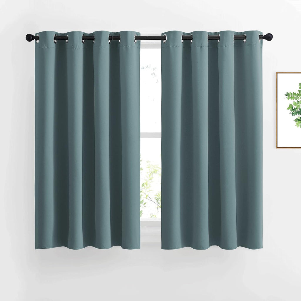 Nicetown Blackout Greyish Blue Curtains for Bedroom - Window Treatment Thermal Insulated Grommet Solid Drapes Energy Saving Sound Reducing…