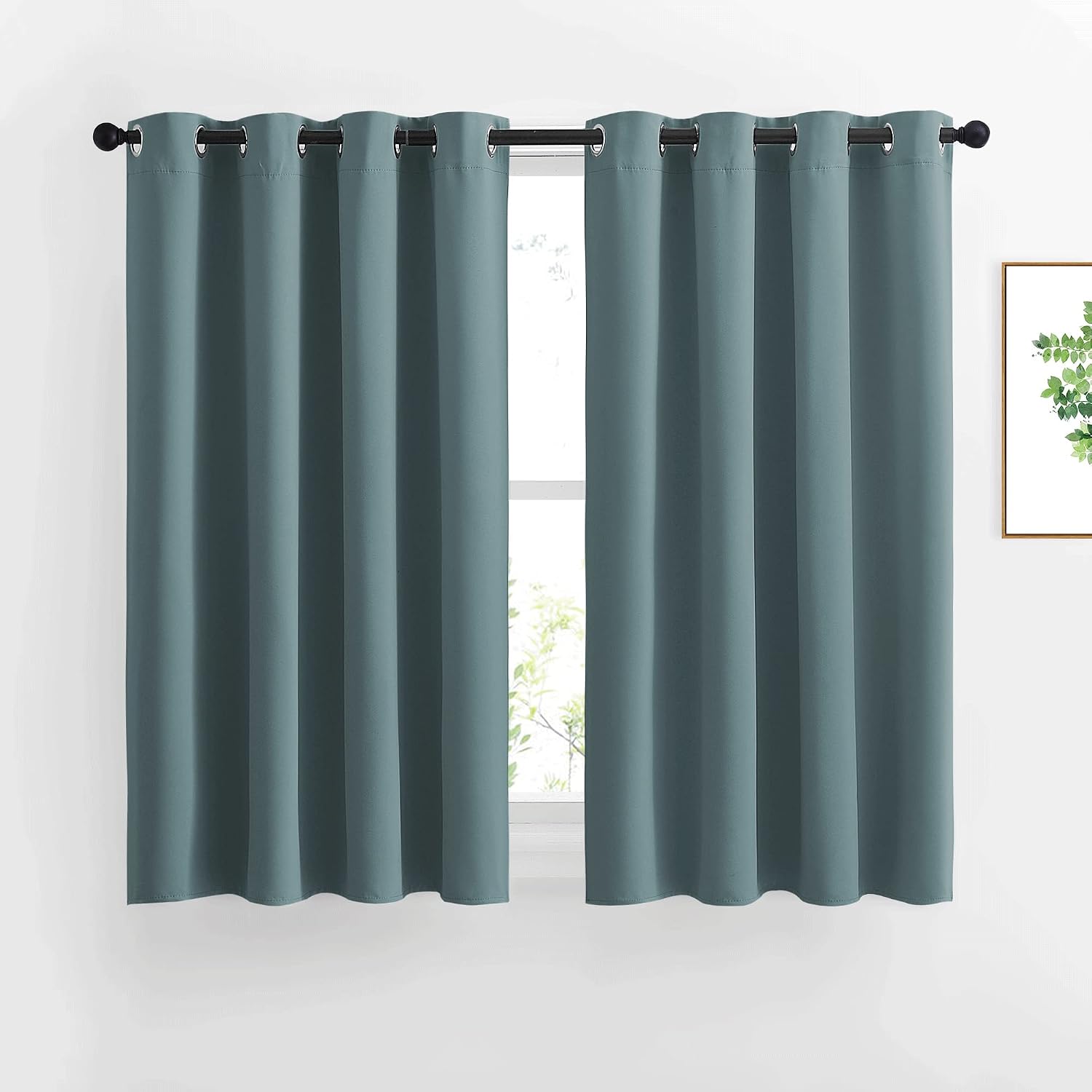Nicetown Blackout Greyish Blue Curtains for Bedroom - Window Treatment Thermal Insulated Grommet Solid Drapes Energy Saving Sound Reducing…