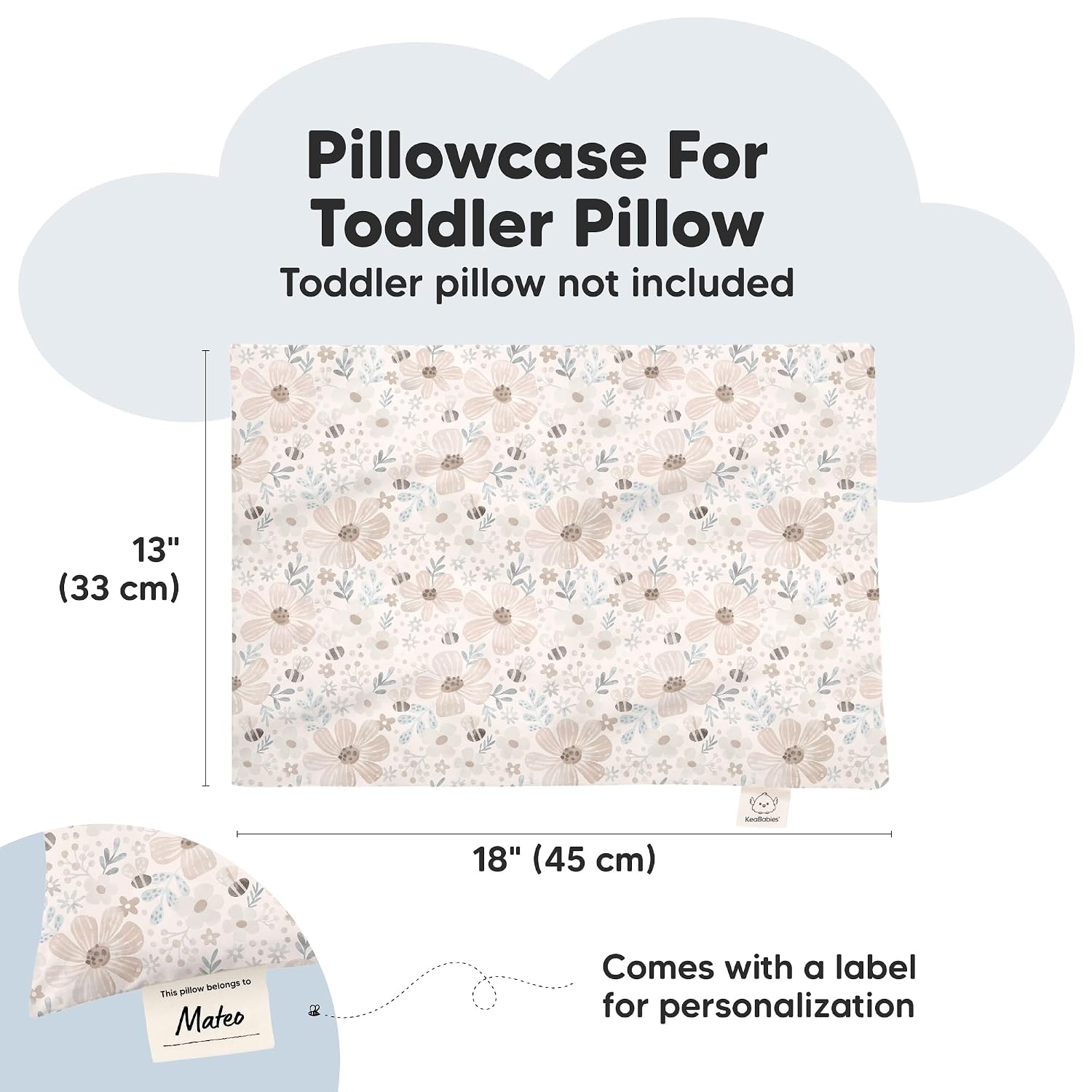 KeaBabies 13 x18 Toddler Pillowcase, Waterproof - Soft Waterproof Toddler Pillow Protector Cover for Kids, Boys, Girls, Durable Machine…