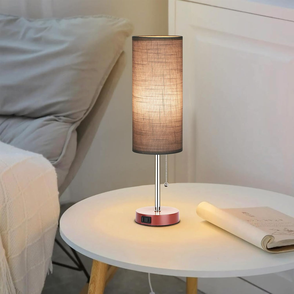 Dott Arts 18" Table Lamp for Bedroom, 3-Color Bedside Lamps with Pull Chain, Bedroom Table Lamps for Nightstand, AC Outlet Small Lamp for…
