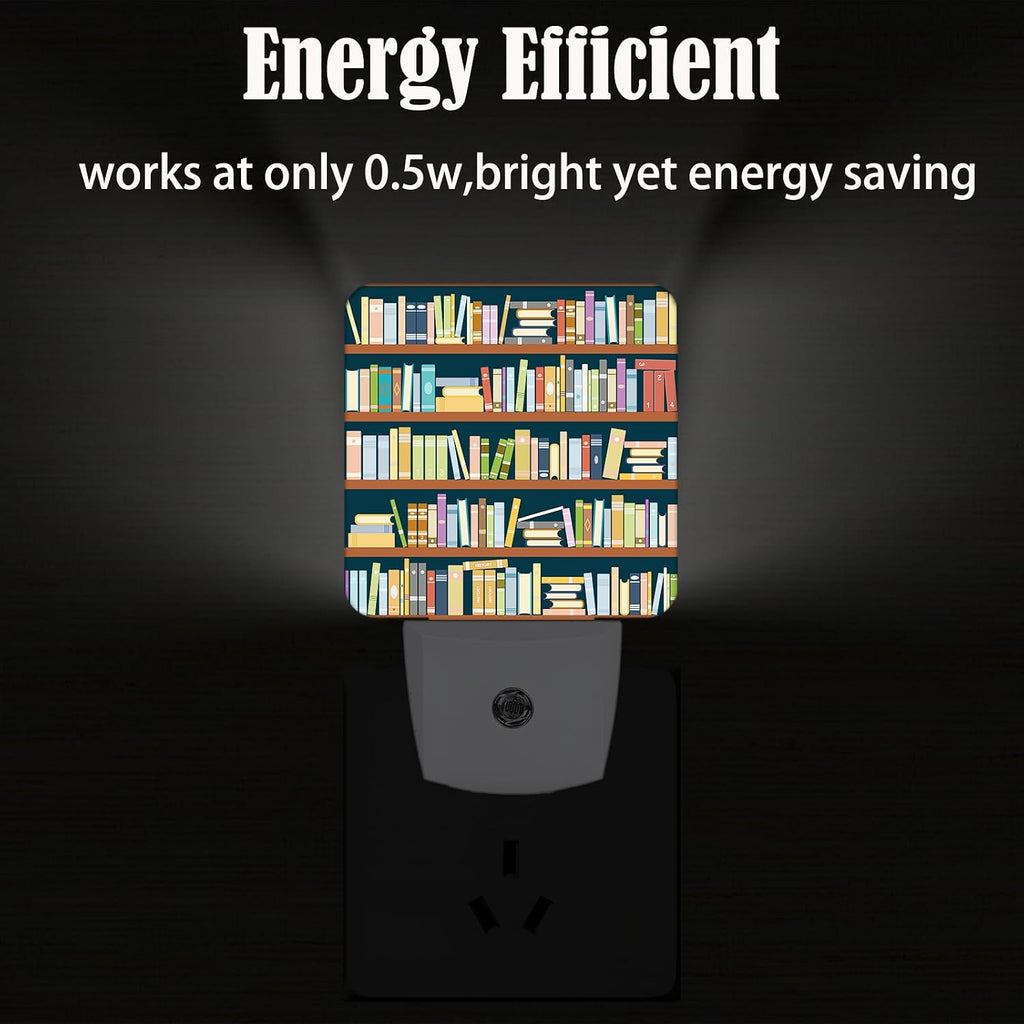 Bookshelves Full of Books Night Light, Plug-in Night Lights with Dusk to Dawn Sensor for Stairway, Hallway, Bedroom Sleep Friendly Ideal for…
