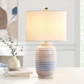 Maxax Modern Ceramic Table Lamp for Bedroom, 25" White Bedside Lamp for Living Room, Farmhouse End Table Lamp with White Farice for…
