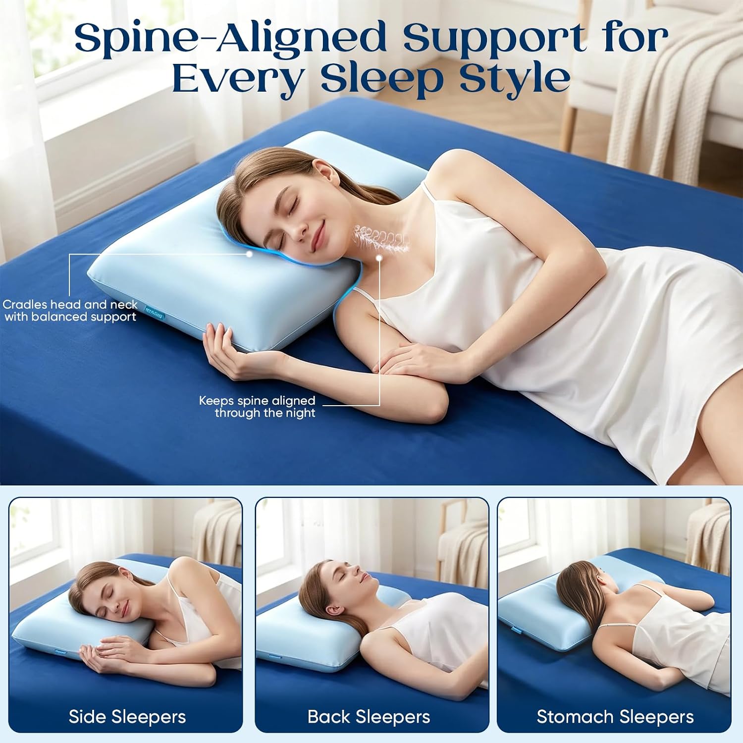 Royal Choice Cooling Gel Pillow for Hot Sleepers, Cold Memory Foam Pillows for Sleeping, Supportive Bed Pillow for Side Back&Stomach…