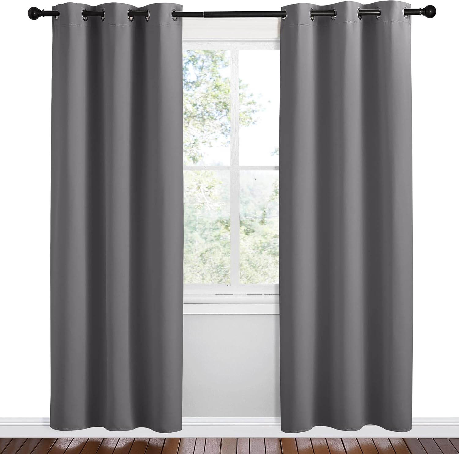NICETOWN Grey Blackout Curtain Panels for Bedroom, 2 Panels, W42 x L78-inch, Grey, Thermal Insulated Grommet Top Blackout Draperies and…