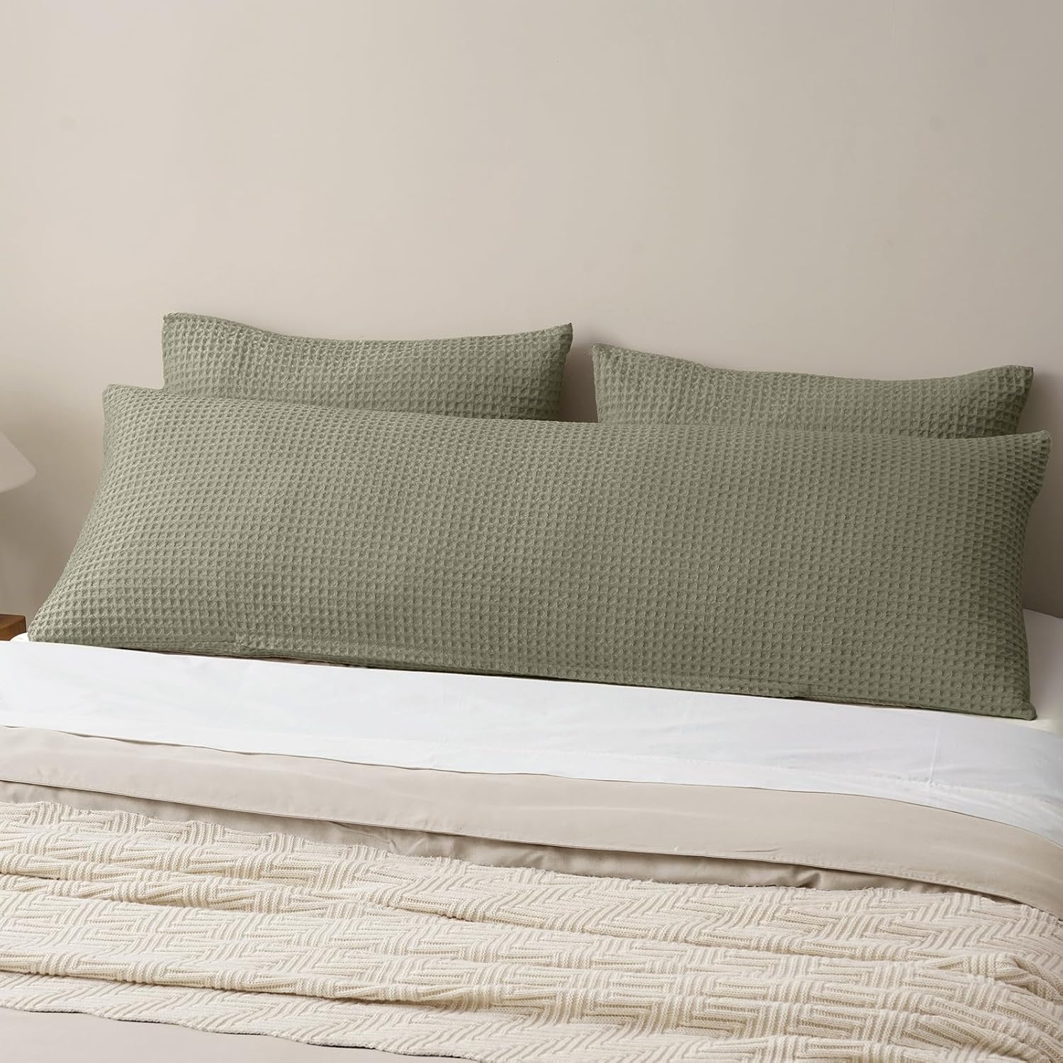 Phf Ultra Soft Waffle Weave Body Pillowcase with Zipper, No Insert, 1Pack 20" x 54" Pillow Sham, Breathable & Skin-Friendly Body Pillow cas…