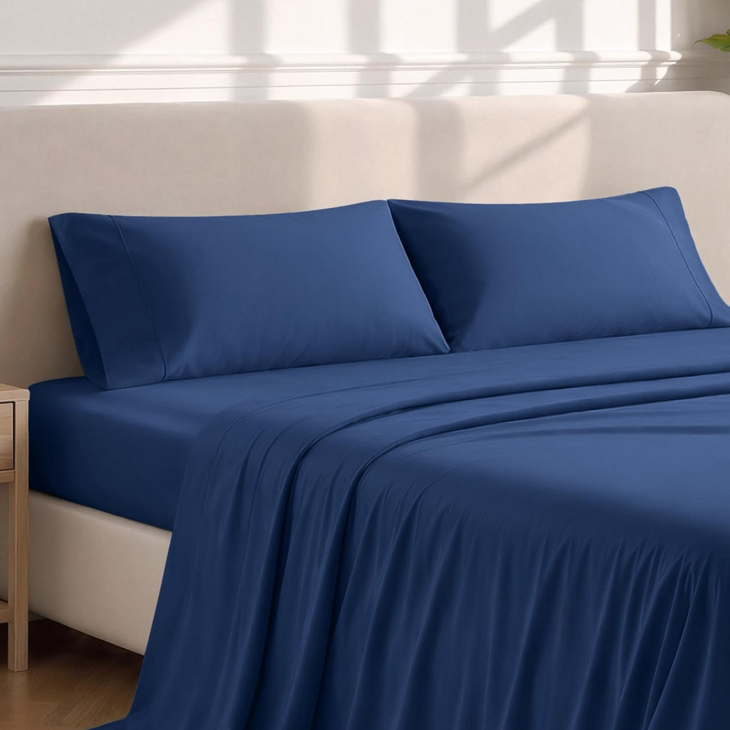 BareHome Bare Home Microfiber Pillow Cases - Standard/Queen Size Set of 2 - Cooling Pillowcases - Double Brushed - Dark Blue Pillowcases 2…