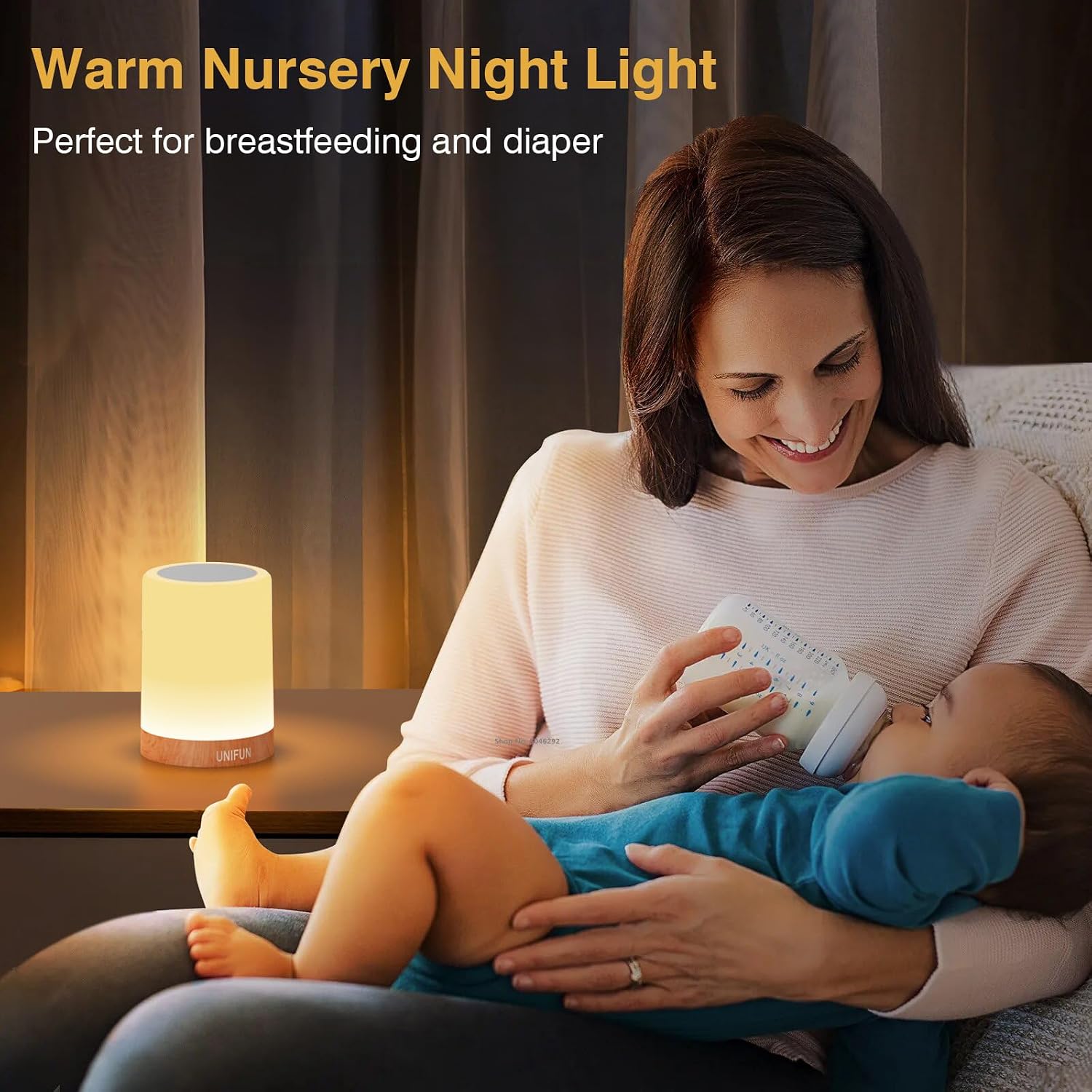 Unifun Touch Control Table Lamp, Smart Dimmable Bedside Lamp with RGB Color Changing & Warm White Light, Ambient Lighting for Bedroom Livin…