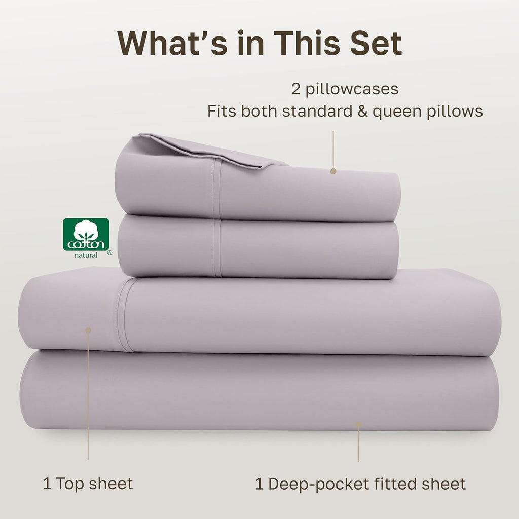 CaliforniaDesignDen California Design Den Soft Queen Size 100% Cotton Sheet Sets, 400 TC Good Housekeeping Award Winner, Smooth Sateen Fini…