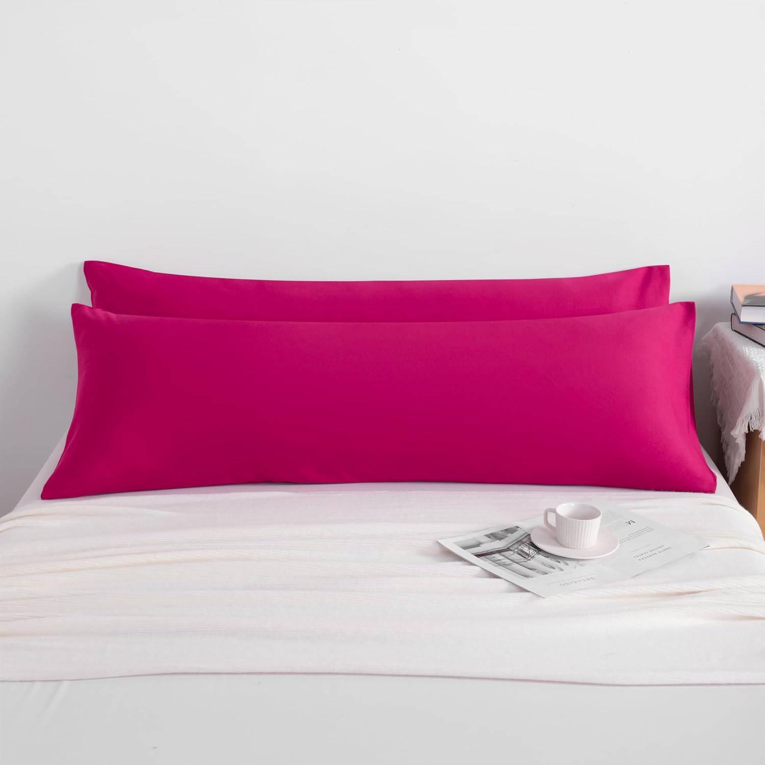 Ntbay Body Pillowcase Set of 2, 20x54 inches, Soft, Wrinkle, Fade Resistant, Magenta, Microfiber, Envelope Closure, 2 Pcs, Machine Washable…