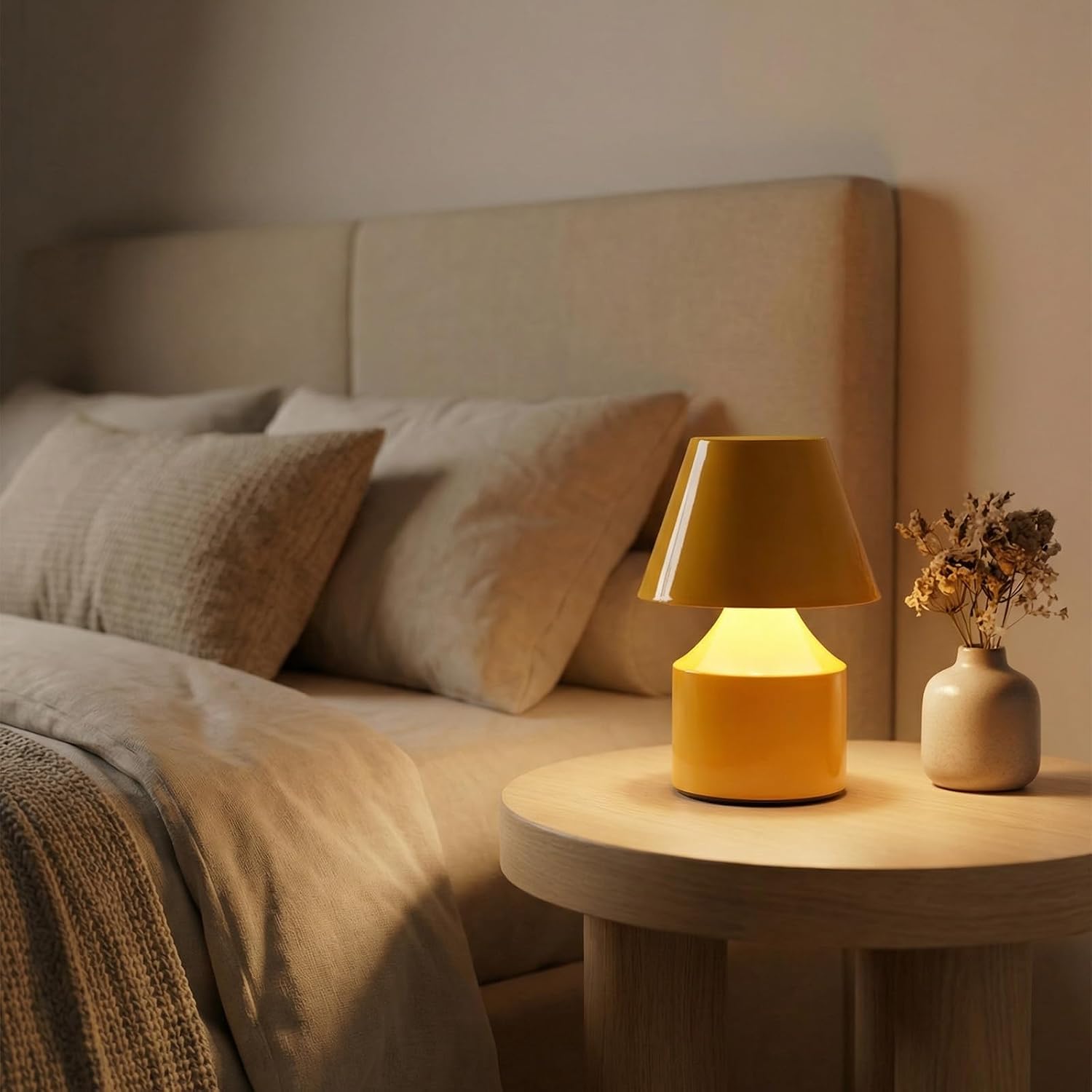 AUGE LIGHT Mini Tap Lamp, Touch Control Night Light, Type-C Rechargeable Cordless Table Lamp, for Bedroom, Living Room, Kids’ Gift, Yellow