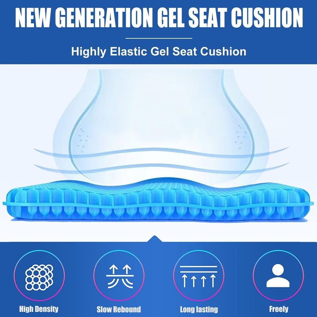 Helishy Gel Seat Cushion for Long Sitting Pressure Relief (Super Large & Thick) - Non-Slip Gel Chair Cushion for Back, Sciatica, Tailbone - S…