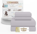 SupremeElegence Supreme Elegance 100% Organic Cotton King Size Sheets Set (4Pc), Percale, Crisp, Breathable & Cooling Sheets for Hot Sleepe…