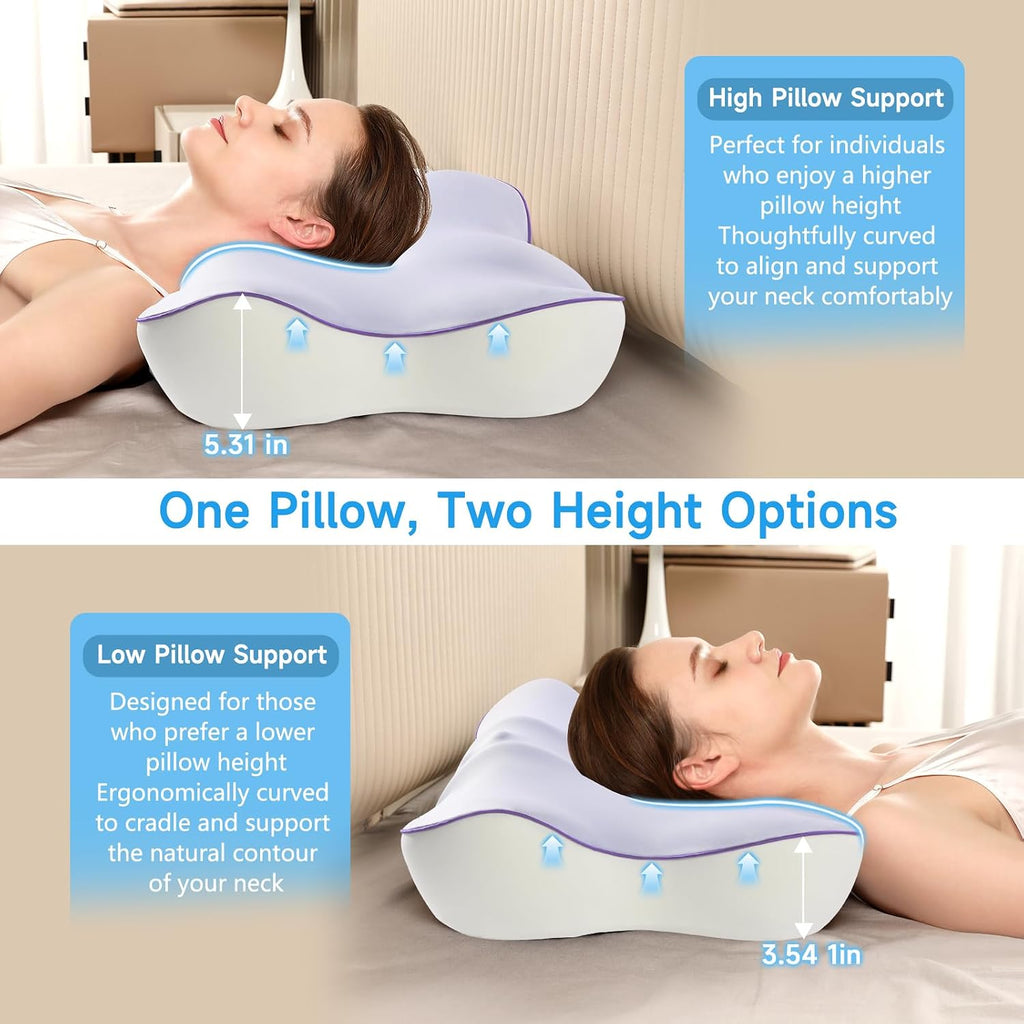 jiaao Cervical Pillow for Neck and Shoulder, Adjustable Memory Foam Neck Pillow for Sleeping, Ergonomic Neck Support Pillows for Side, Back a…