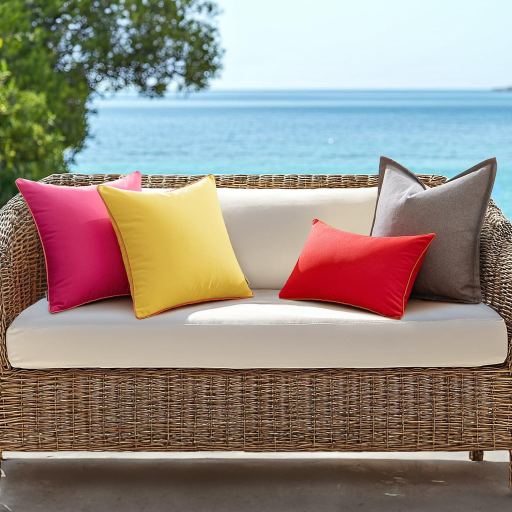 MIULEE Pack of 2 Outdoor Waterproof Throw Pillow Covers Decorative Outdoor Pillowcases Piping Edge Water Resistant Cushion Covers for…