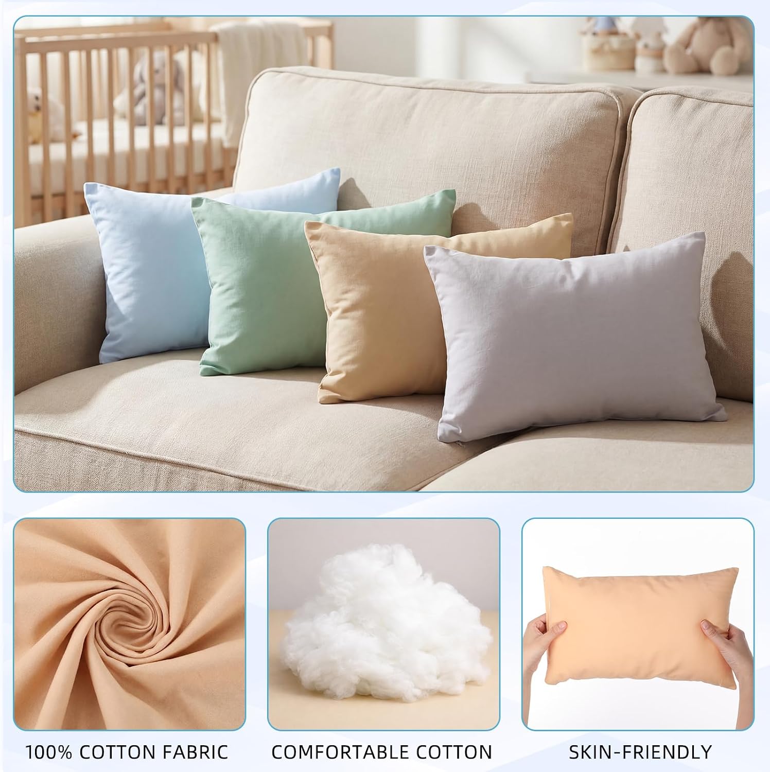Kigley 16 Pcs Mini Pillow 14" x 9" Small Pillows for Sleeping Daycare Travel Nap Time Neck Lumbar (Classic Colors) 16 Pcs 3.15 inches blue