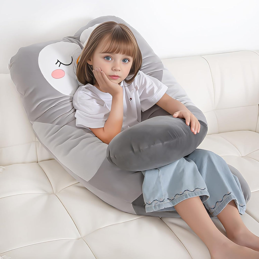 47x23 inch U Shaped Long Plush Body Pillows for Kids, Stuffed Animal Penguin Soft Large Pillow for Sleeping, Big Cute Plushies, Washable…