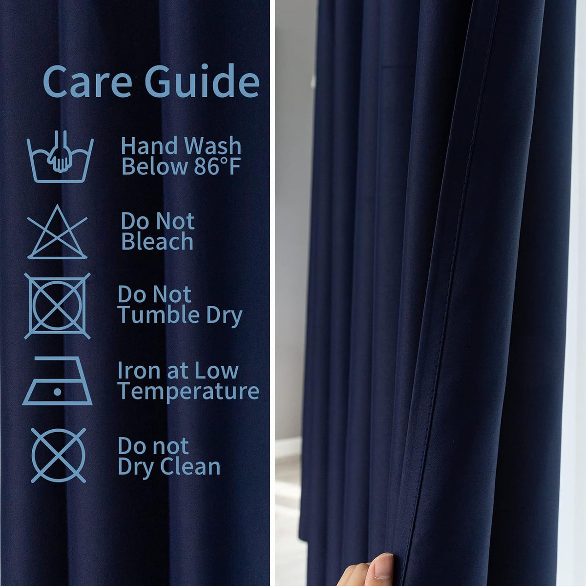 Pickluc Deep Navy Blackout Curtains 108 Inch Length 2 Panel Set, Solid Grommet Drapes for Bedroom or Living Room, Light Blocking and Therma…