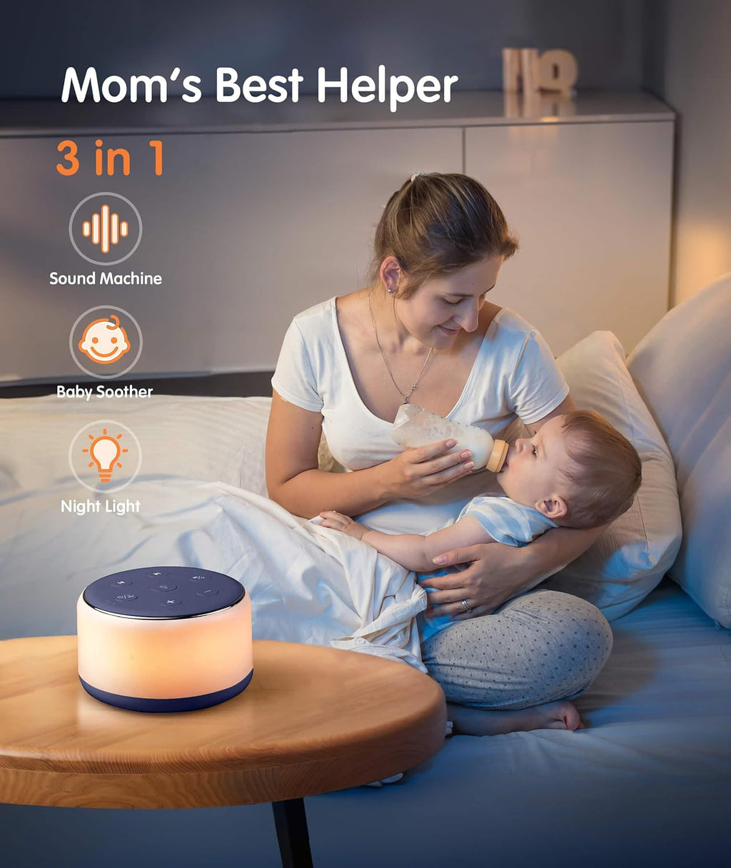 FamiSym Sleep Sound Machine for Babies Kids Adults - Rechargeable White Noise Machine for Sleeping with Night Light, 34 Soothing Sounds…
