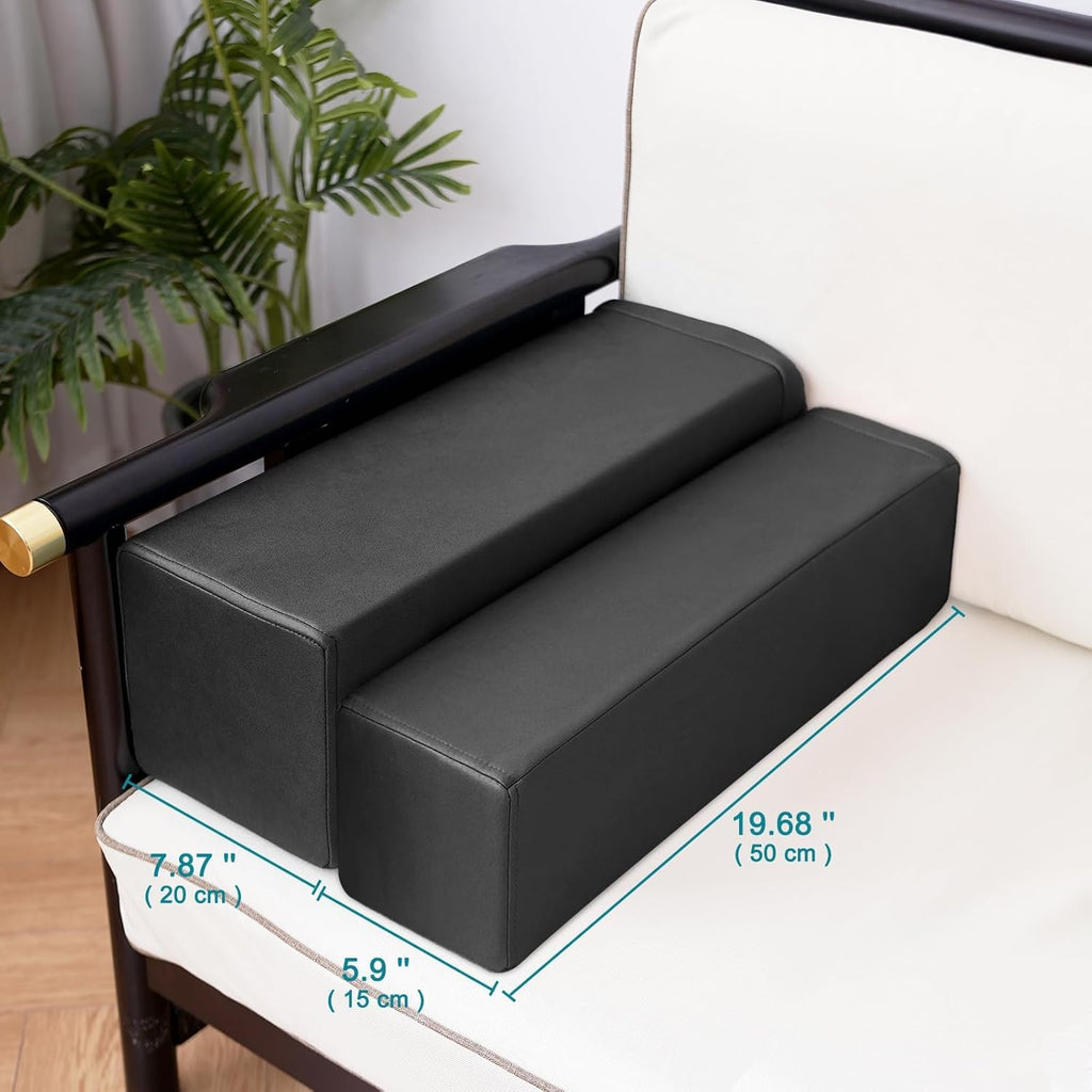 MMuteTouch 2 Pack Couch Arm Rest Pillow, 8''x8''x20'' Faux Leather Waterproof Cover, High Density Foam Armrest Cushion, Removable & Washabl…