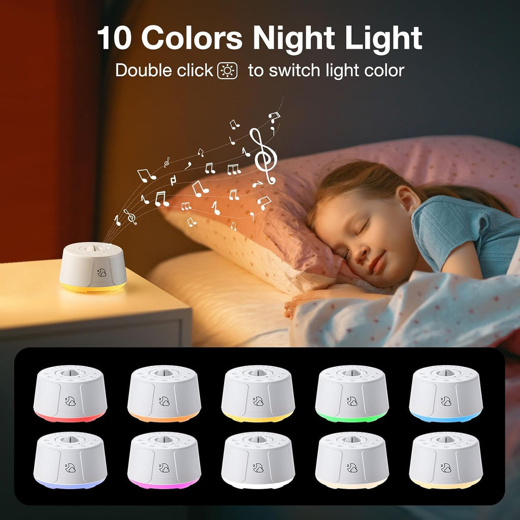 Sound Machine White Noise Machine - 30 Soothing Sounds, 10 Colors Night Light, Rechargeable Battery- Travel Portable Sound Machine for…
