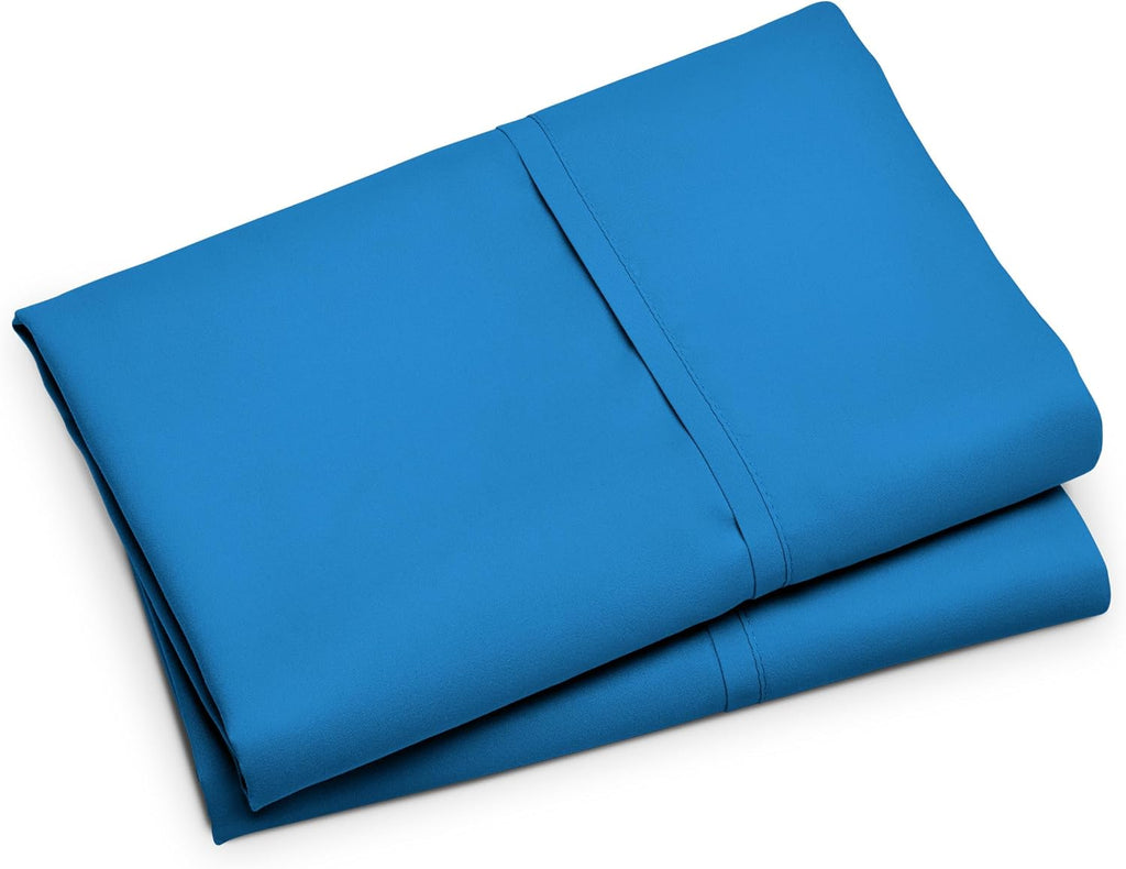 BareHome Bare Home Microfiber Pillow Cases - Standard/Queen Size Set of 2 - Cooling Pillowcases - Double Brushed - Medium Blue Pillowcases…