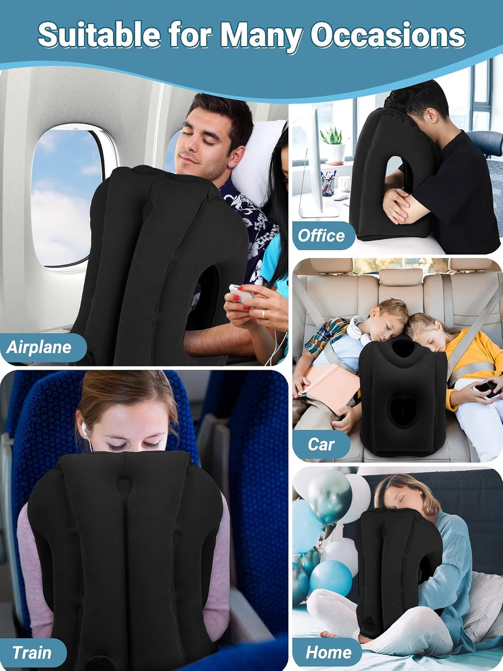 Maliton Inflatable Travel Pillow for Airplane Comfortable Sleeping to Relieve Neck and Shoulder Pain, Support Head Inflatable Pillow for…